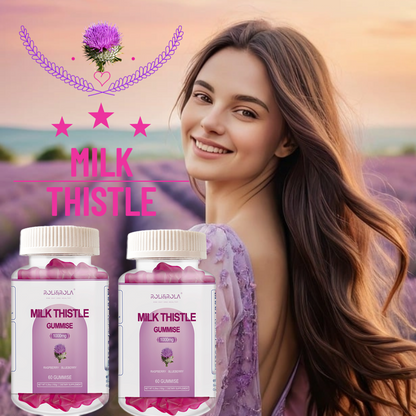 ROLI&ROLA Sugar-Free Milk Thistle Gummies Liver Cleanse, Detox & Cell Repair Cardo,Raspberry and Blueberry Flavored,2/4 Bottles*60 Gummies