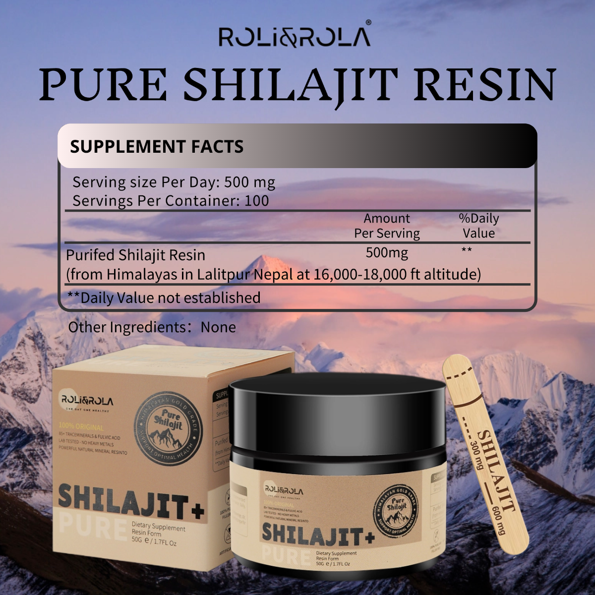 ROLI&ROLA Gold Grade 500mg Pure Himalayan Organic Shilajit Resin.50g/1.76oz