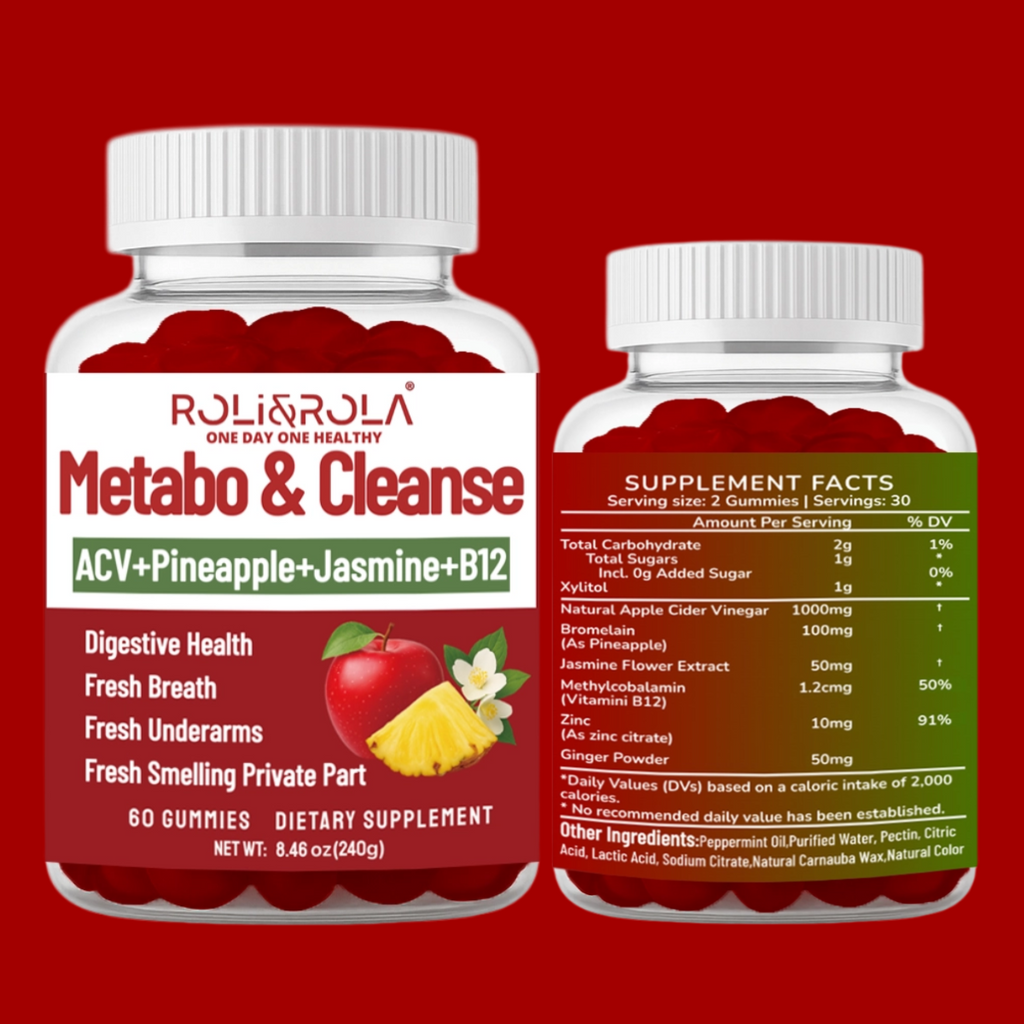 ROLI&ROLA New ACV Metabo & Cleanse Vitamins Vegan Gummies. Health Gut and Body Fresh.60 Count