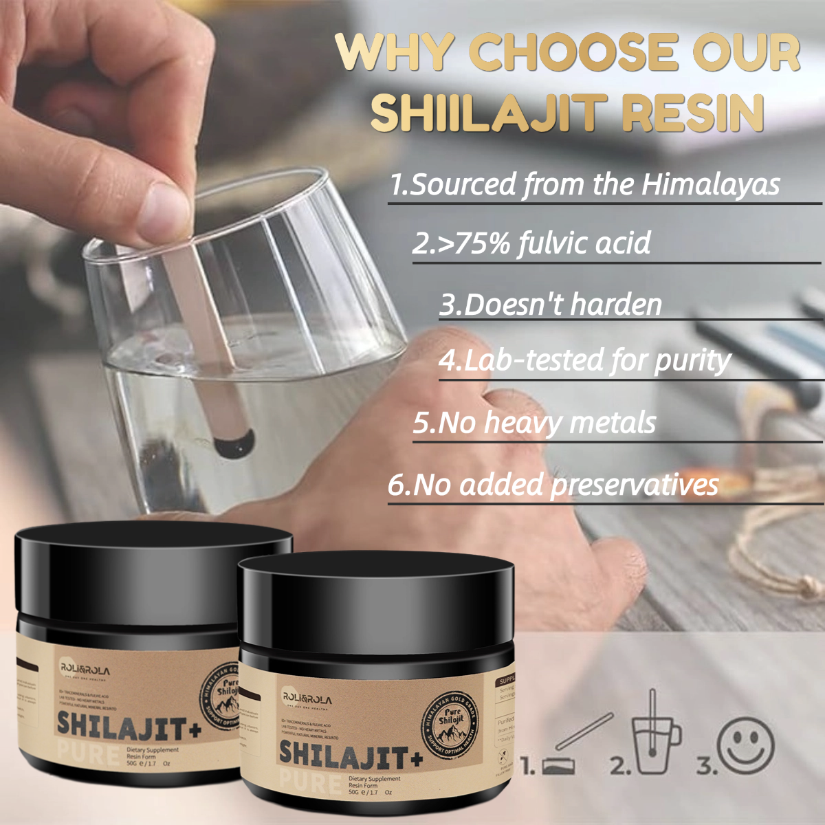 ROLI&ROLA Gold Grade 500mg Pure Himalayan Organic Shilajit Resin.50g/1.76oz