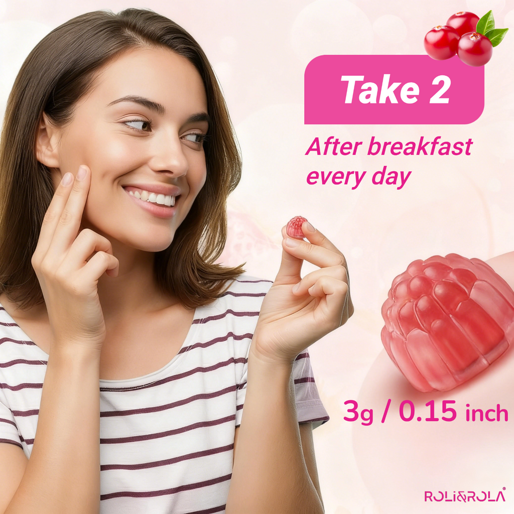 ROLI&ROLA Women's Daily Vitality Sandwich Vegan Gummies. Cranberry Flavor 60 Count.