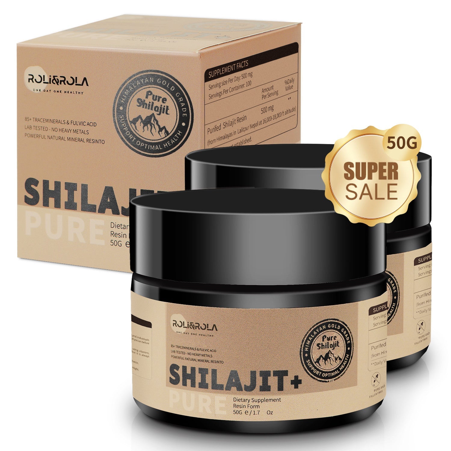 ROLI&ROLA Gold Grade 500mg Pure Himalayan Organic Shilajit Resin.50g/1.76oz