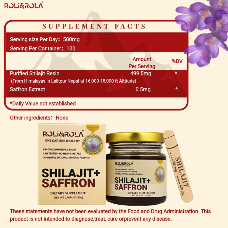 ROLI&ROLA She-lajit  Shilajit Saffron Resin. Pure Shilajit Resin & Saffron Extract.1.76oz/50g