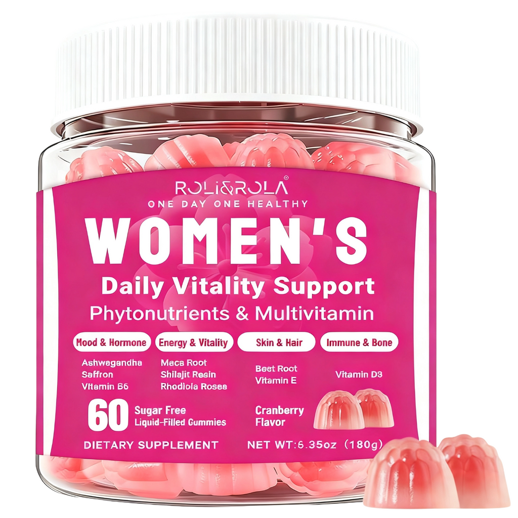 ROLI&ROLA Women's Daily Vitality Sandwich Vegan Gummies. Cranberry Flavor 60 Count.