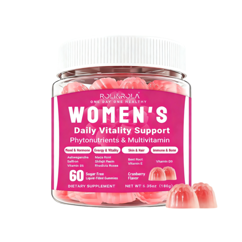 ROLI&ROLA Women's Daily Vitality Gummies - Cranberry Flavor vegan supplement bottle
